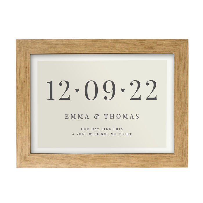 Personalised Free Text Landscape A4 Oak Framed Print - The Gift Cabin UK