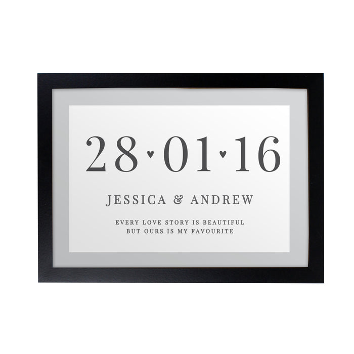 Personalised Special Date A4 Black Framed Print - The Gift Cabin UK