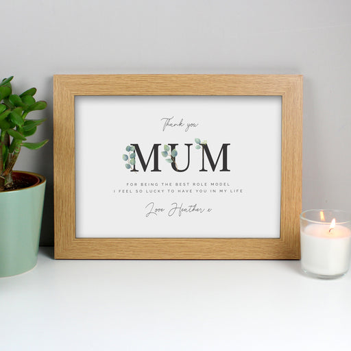 Personalised Botanical Mum A4 Oak Framed Print - The Gift Cabin UK