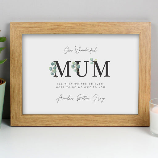 Personalised Botanical Mum A4 Oak Framed Print - The Gift Cabin UK