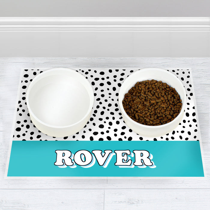 Personalised Blue Spots Dog Pet Bowl Mat - The Gift Cabin UK