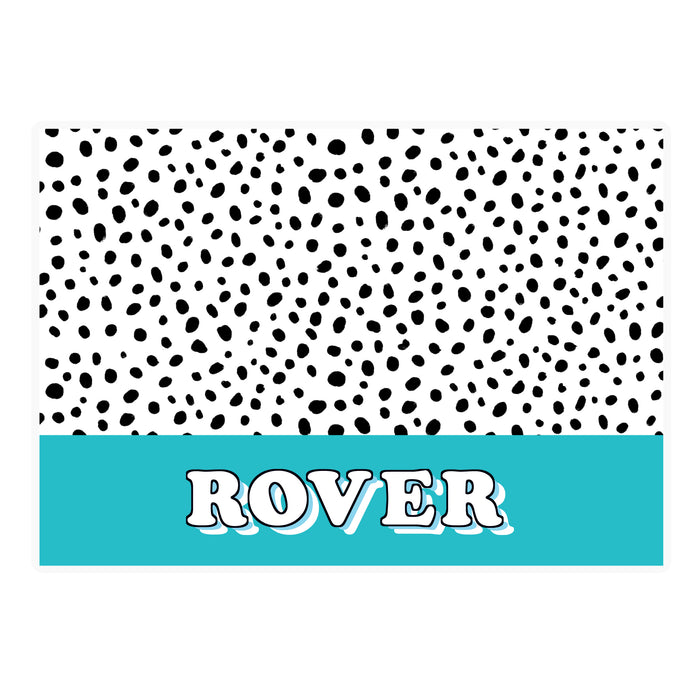 Personalised Blue Spots Dog Pet Bowl Mat - The Gift Cabin UK