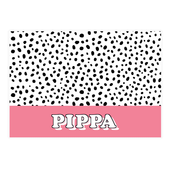 Personalised Pink Spots Dog Pet Bowl Mat - The Gift Cabin UK