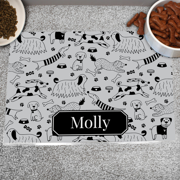 Personalised Dog Print Pet Bowl Mat - The Gift Cabin UK