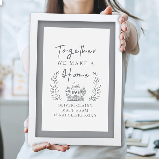 Personalised HOME White A4 Framed Print - The Gift Cabin UK