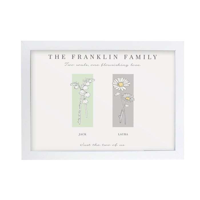 Personalised Flower of the Month Family A4 Framed Print - The Gift Cabin UK