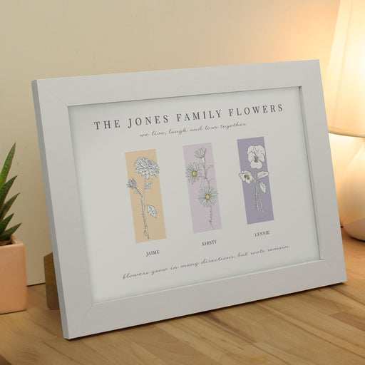 Personalised Flower of the Month Family A4 Framed Print - The Gift Cabin UK