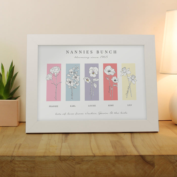 Personalised Flower of the Month Family A4 Framed Print - The Gift Cabin UK