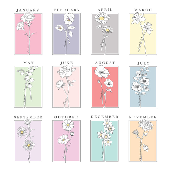 Personalised Birth Flower White A4 Framed Print - The Gift Cabin UK