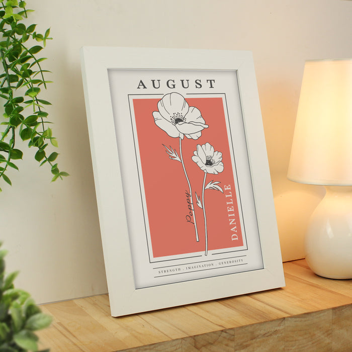 Personalised Birth Flower White A4 Framed Print - The Gift Cabin UK