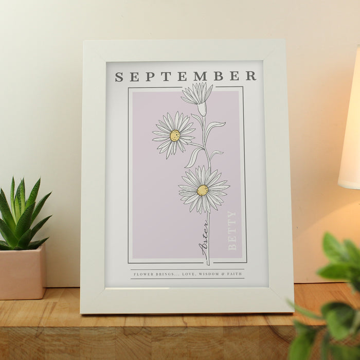 Personalised Birth Flower White A4 Framed Print - The Gift Cabin UK