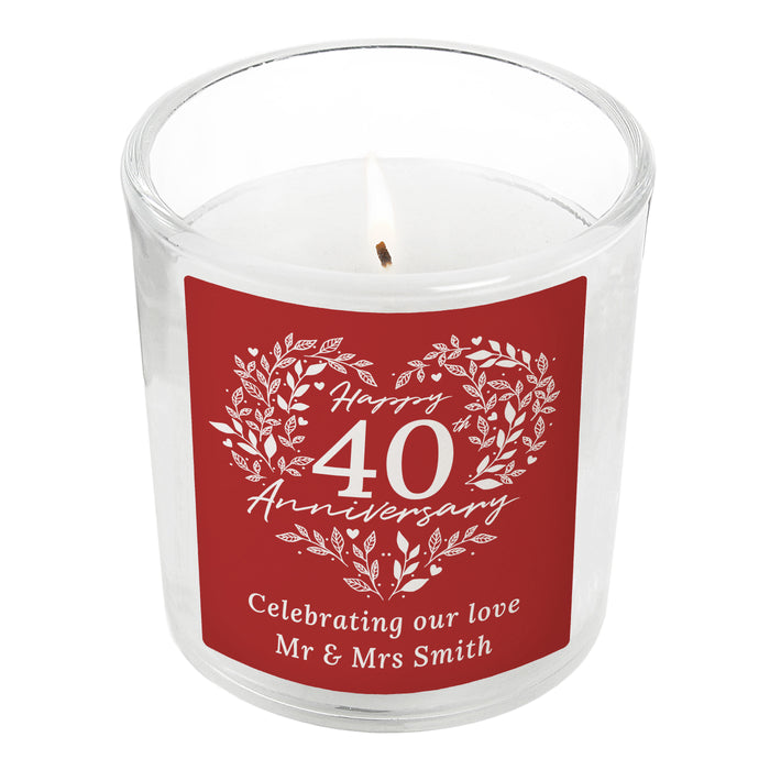 Personalised 40th Ruby Wedding Anniversary Candle Jar