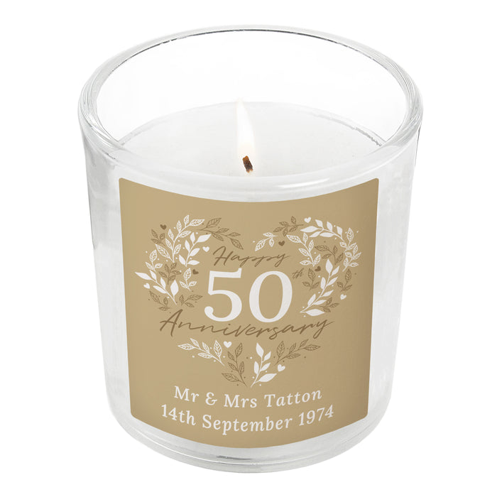 Personalised 50th Golden Wedding Anniversary Candle Jar