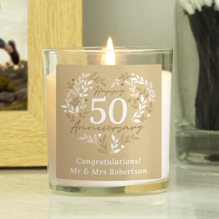 Personalised 50th Golden Wedding Anniversary Candle Jar