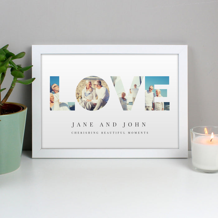 Personalised LOVE Photo Upload White A4 Framed Print - The Gift Cabin UK