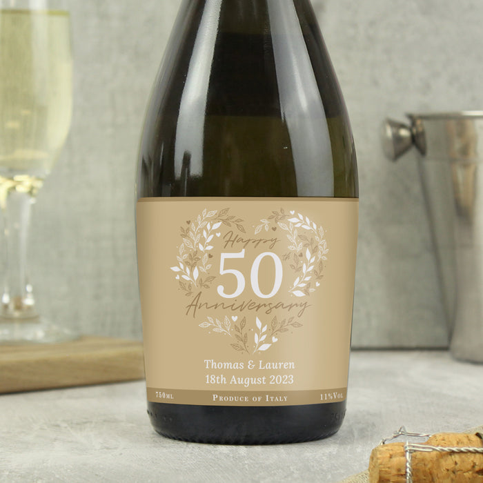 Personalised 50th Golden Wedding Anniversary Prosecco - The Gift Cabin UK