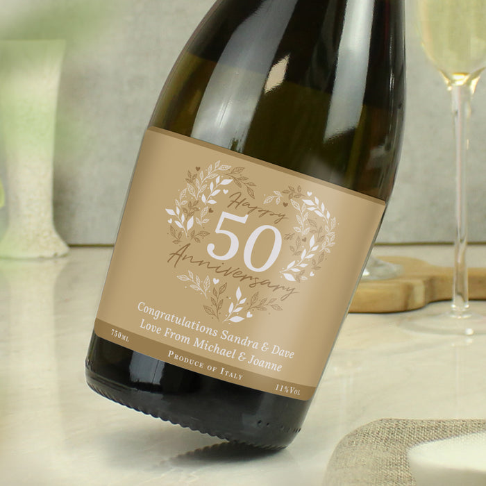 Personalised 50th Golden Wedding Anniversary Prosecco - The Gift Cabin UK