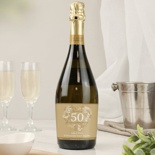 Personalised 50th Golden Wedding Anniversary Prosecco - The Gift Cabin UK