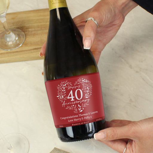 Personalised 40th Ruby Wedding Anniversary Prosecco - The Gift Cabin UK