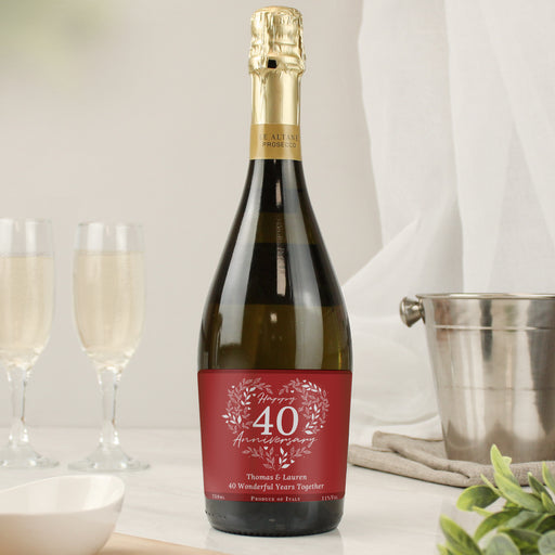 Personalised 40th Ruby Wedding Anniversary Prosecco - The Gift Cabin UK