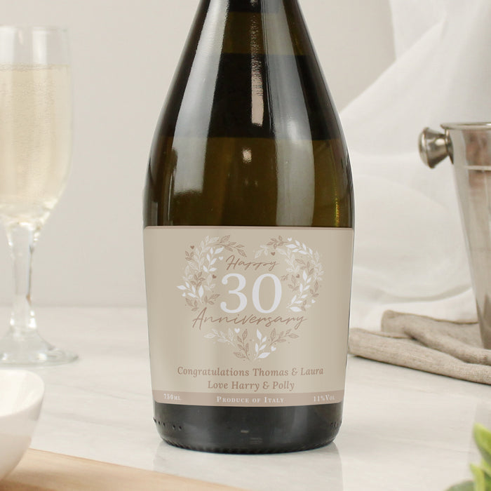 Personalised 30th Pearl Wedding Anniversary Prosecco - The Gift Cabin UK