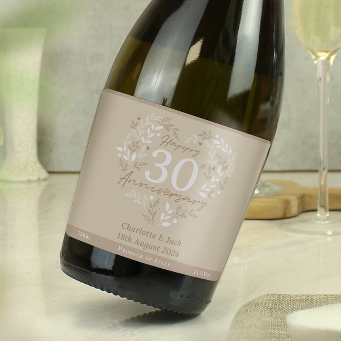 Personalised 30th Pearl Wedding Anniversary Prosecco - The Gift Cabin UK