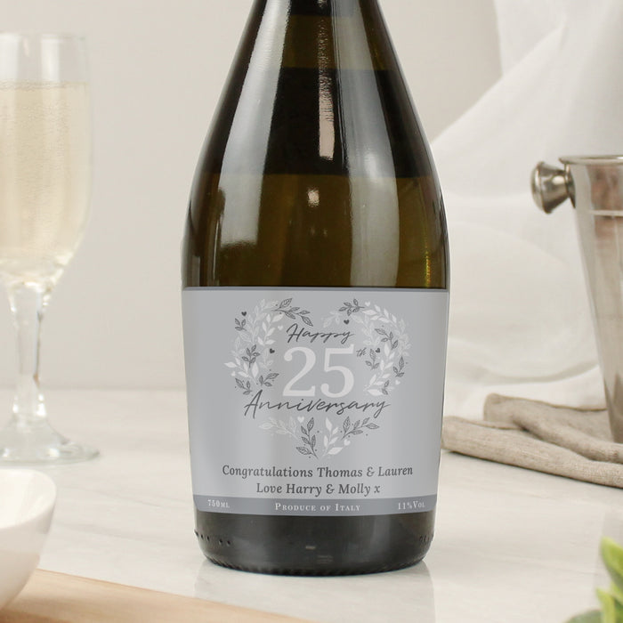 Personalised 25th Silver Wedding Anniversary Prosecco - The Gift Cabin UK