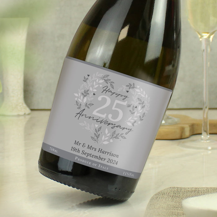 Personalised 25th Silver Wedding Anniversary Prosecco - The Gift Cabin UK