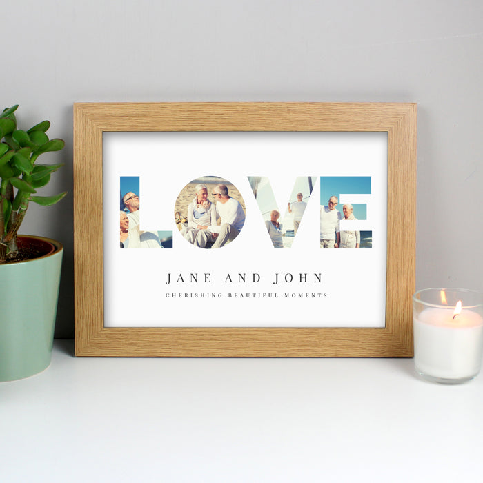 Personalised LOVE Photo Upload Oak A4 Framed Print - The Gift Cabin UK