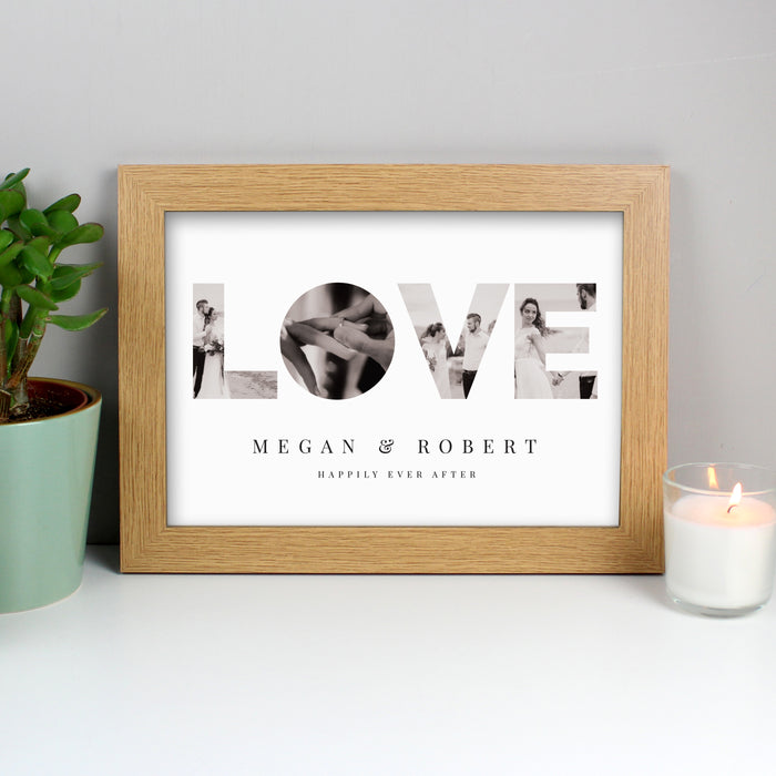 Personalised LOVE Photo Upload Oak A4 Framed Print - The Gift Cabin UK