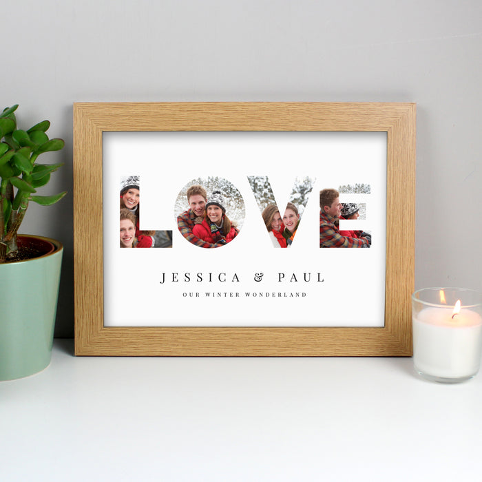 Personalised LOVE Photo Upload Oak A4 Framed Print - The Gift Cabin UK