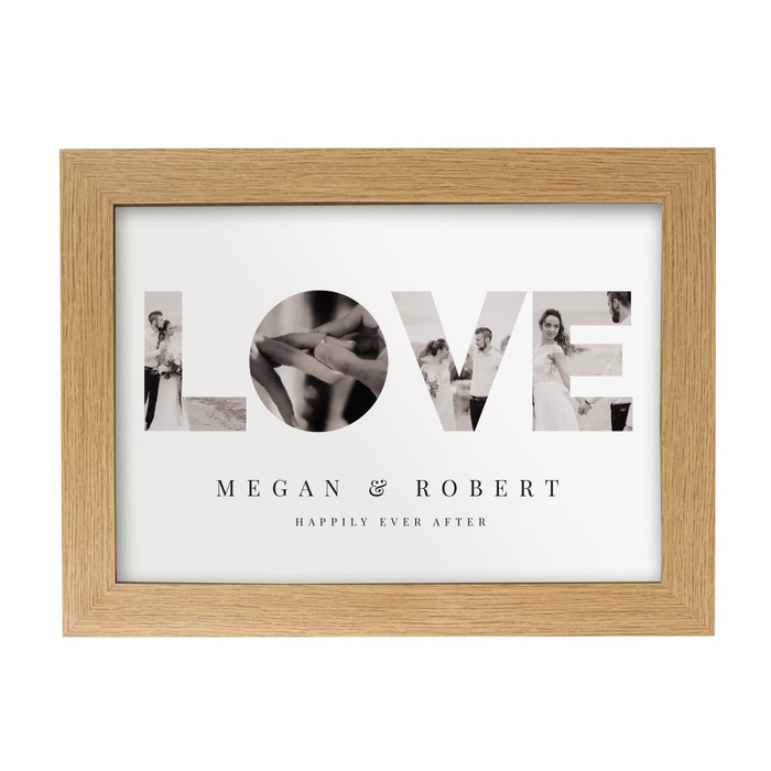 Personalised LOVE Photo Upload Oak A4 Framed Print - The Gift Cabin UK