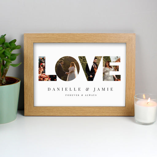 Personalised LOVE Photo Upload Oak A4 Framed Print - The Gift Cabin UK