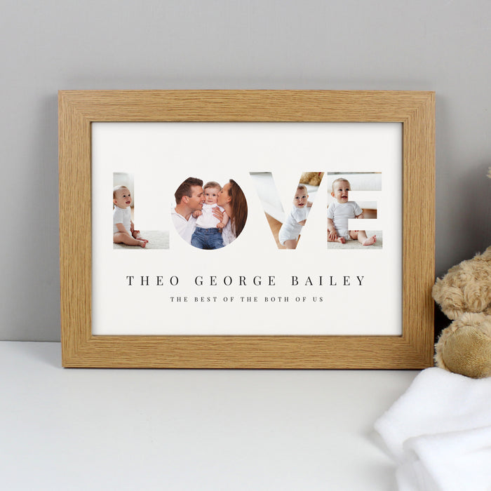 Personalised LOVE Photo Upload Oak A4 Framed Print - The Gift Cabin UK