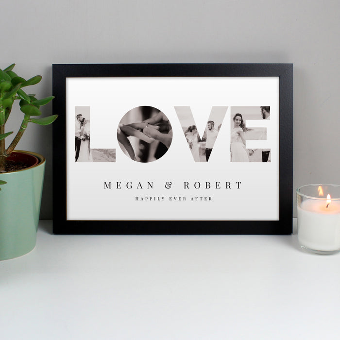 Personalised LOVE Photo Upload Black A4 Framed Print - The Gift Cabin UK