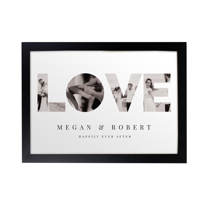 Personalised LOVE Photo Upload Black A4 Framed Print - The Gift Cabin UK