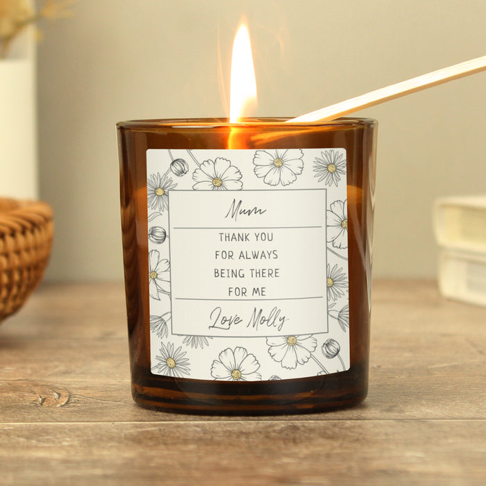 Personalised Floral Amber Glass Candle