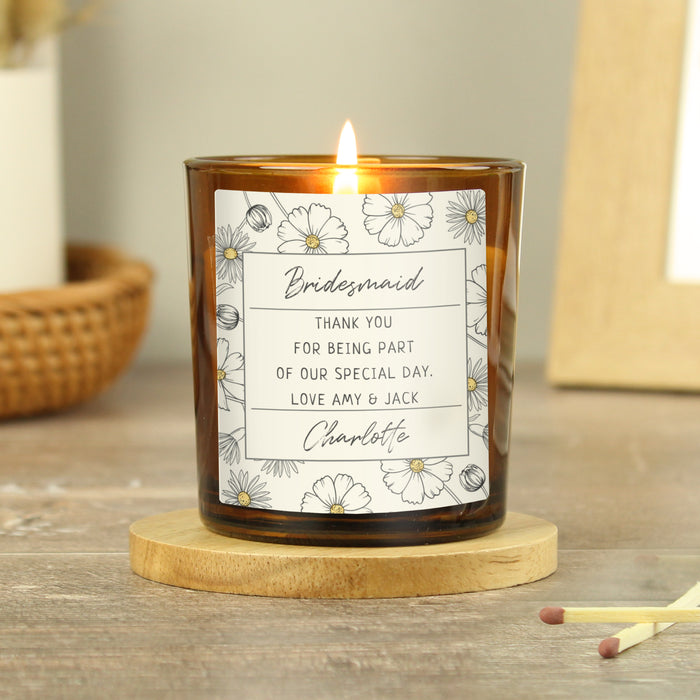 Personalised Floral Amber Glass Candle