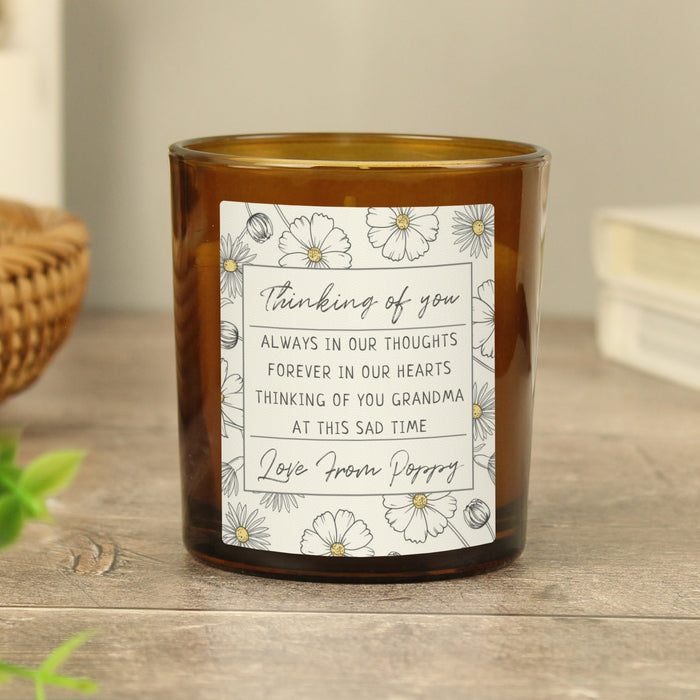 Personalised Floral Amber Glass Candle