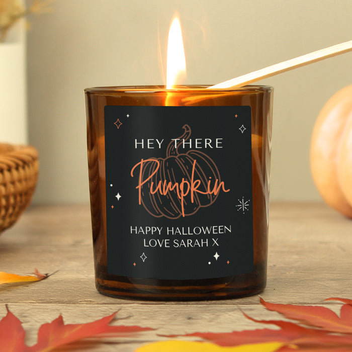 Personalised Pumpkin Amber Glass Candle