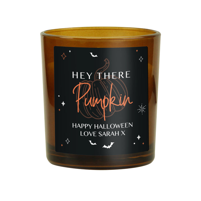 Personalised Pumpkin Amber Glass Candle