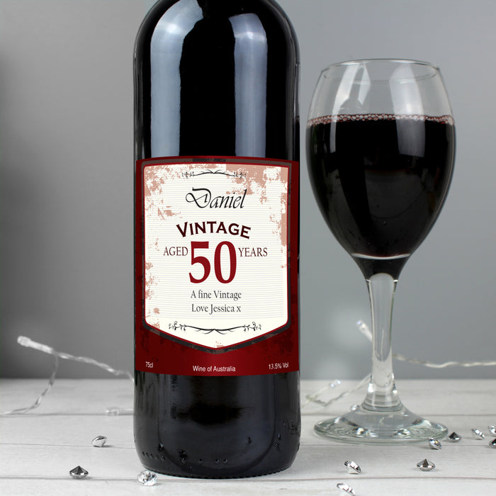 Personalised Red Wine Vintage Age Label - The Gift Cabin UK