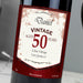 Personalised Red Wine Vintage Age Label - The Gift Cabin UK