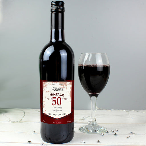 Personalised Red Wine Vintage Age Label - The Gift Cabin UK