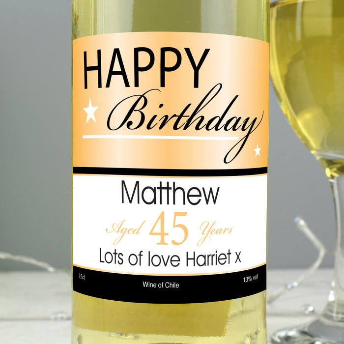 Personalised Happy Birthday White Wine - The Gift Cabin UK