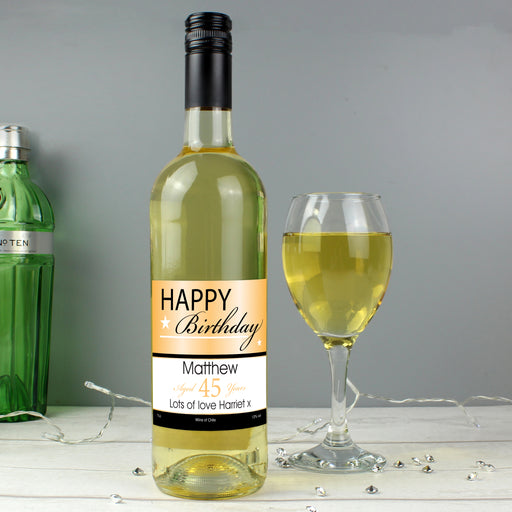 Personalised Happy Birthday White Wine - The Gift Cabin UK