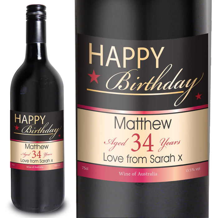 Personalised Happy Birthday Red Wine - The Gift Cabin UK