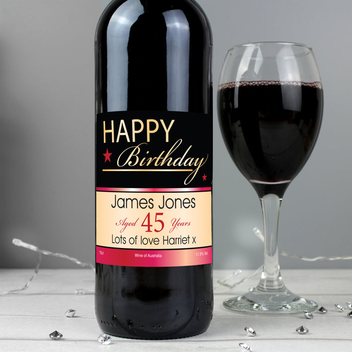 Personalised Happy Birthday Red Wine - The Gift Cabin UK