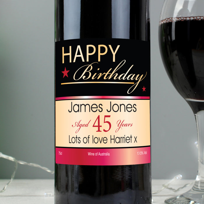 Personalised Happy Birthday Red Wine - The Gift Cabin UK