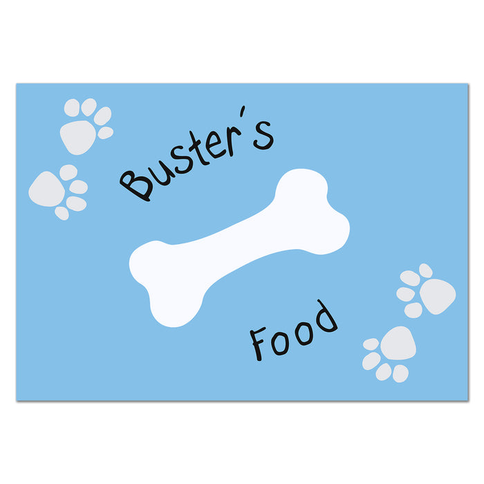 Personalised Blue Paw Print Dog Pet Bowl Mat - The Gift Cabin UK